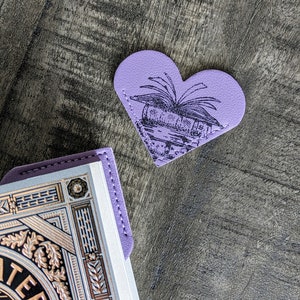 Marque-page cœur en simili cuir avec ou sans tampon Violet avec tampon