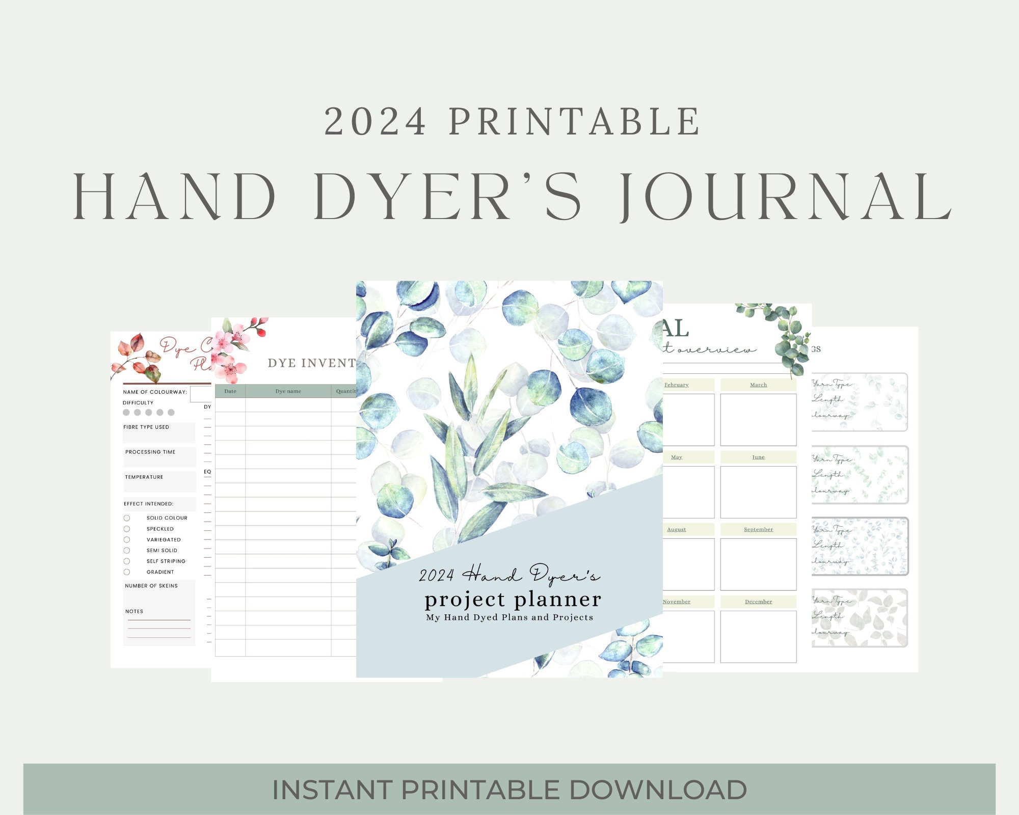 2024 Printable Wool Dyer's Planner, Dying Wool Journal, Dying Wool