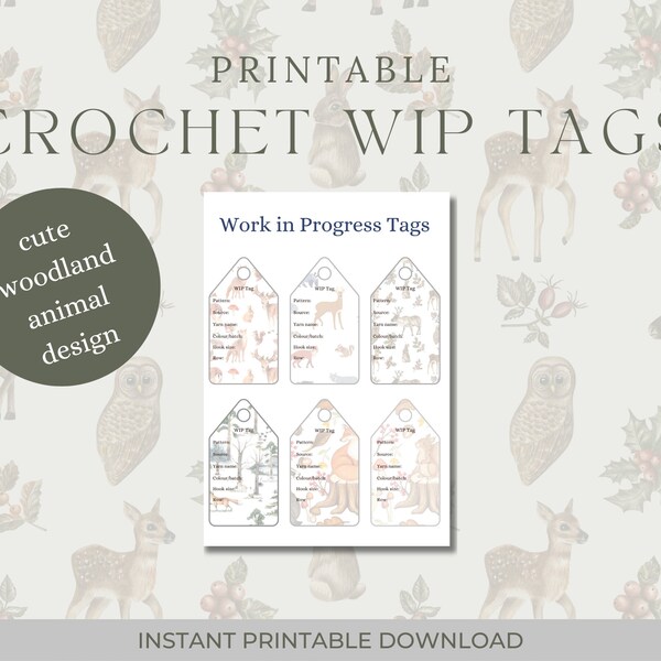 printable crochet work in progress tags, crochet work in progress tags, crochet project tags, crochet tags, crochet project, crochet