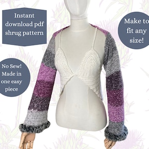 Crochet pattern pdf, crochet shrug sleeves, women’s crochet top, Bolero crochet, crochet cardigan pattern, crochet top pdf, long sleeve top