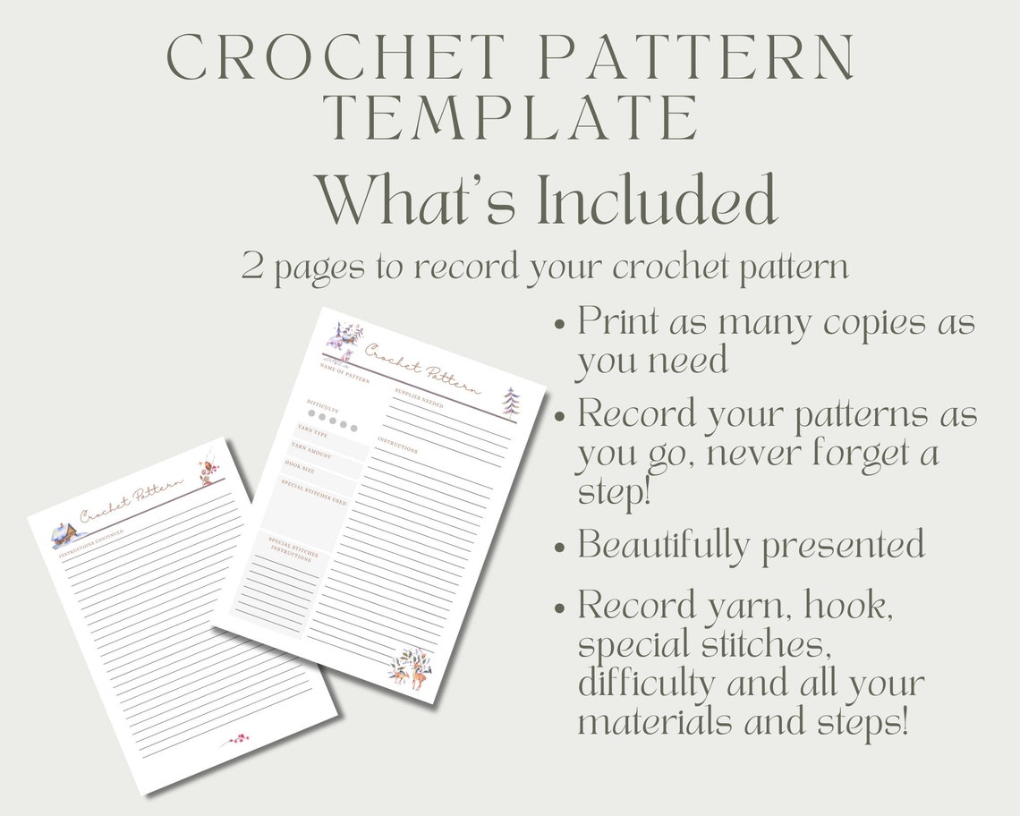 Printable Crochet Pattern Planner Template, Crochet Pattern Template ...