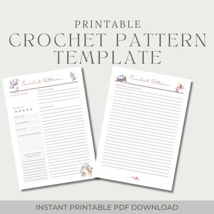 Printable Crochet Pattern Planner Template, Crochet Pattern Template, crochet pattern, crochet project, crochet record, crochet journal