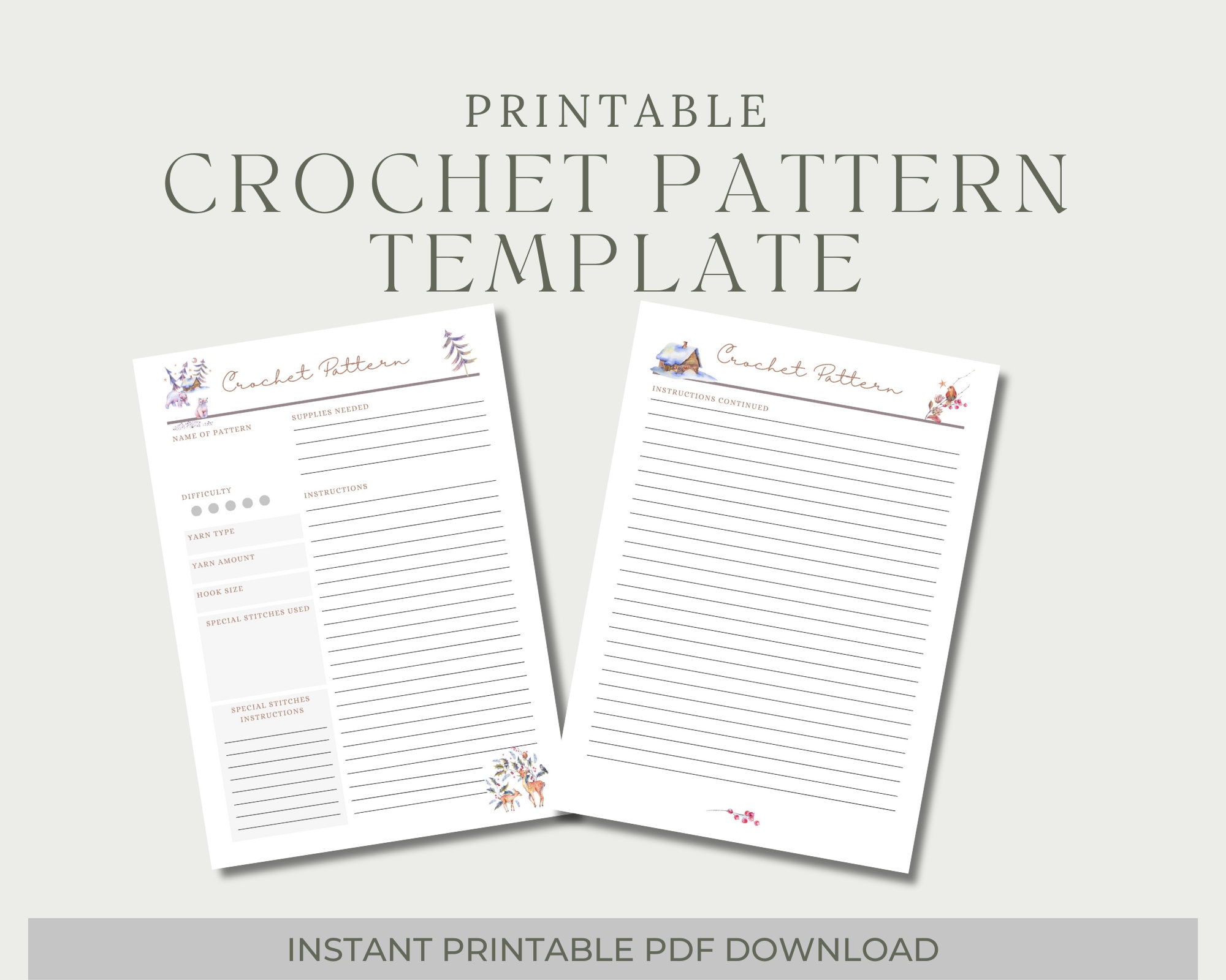 Printable Crochet Pattern Planner Template, Crochet Pattern Template Printable Crochet Pattern Planner Template, Crochet Pattern Template