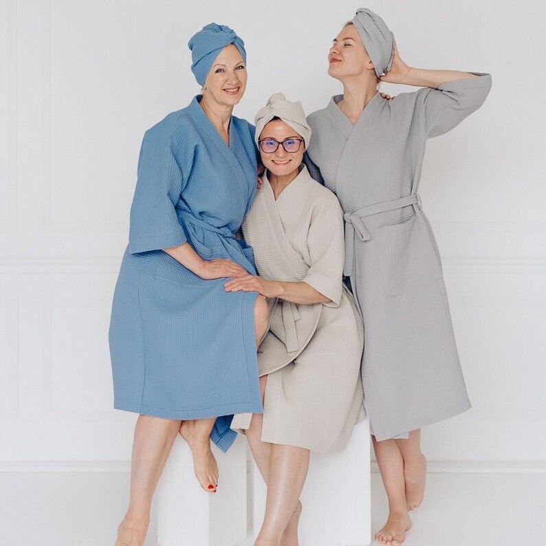 Women's Bathrobe Premium 100% Waffled Cotton | 4 Colors, 3 Sizes ...