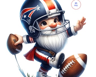 Watercolor Football Gnome Clipart, Game Day PNG (Digital Download)