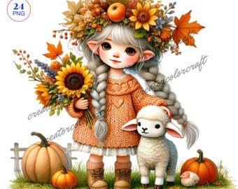 Fall gnomes clipart PNG Bundle, Fall Gnome Png, Autumn Gnome Png, Gnome Thanksgiving, Fall holidays Sublimation, Gnome With Flowers,Gift Tag