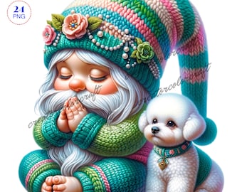 Praying Gnome, Christian Clipart, Gnome sublimation, Junk Journal, Nursery Wall Art, Sublimation Printable, Gnome Nursery, Dog Gnome, Kids