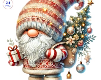 Christmas Gnome Clipart, Gnome christmas Png, Nursery Art, Digital Download, Card Making,Cute Gnome,Digital Paper Craft,Winter Gnome Clipart