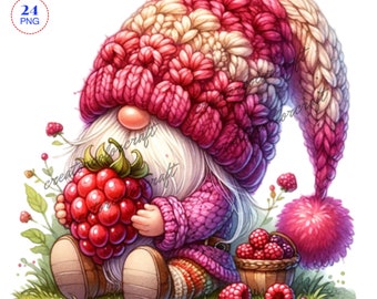 Raspberry Gnome Clipart, Sublimation Designs, Lemon Gnome png, Gnome sublimation, Cute Gnome, Nature Gnome Clip Art,Junk Journal,Fruit Gnome