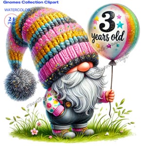 Birthday Gnome Clipart, Happy Birthday Gnome, Junk Journal, Card Making, Gift Tag, Teacher Shirt, Digital Images Sublimation Printable, Kids