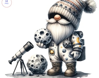 Kosmiczny Gnom, Kosmiczny Gnom png, Rakietowy Gnom, Urocze Gnomy clipart, Kosmos png, Wszechświat png, sublimacja png, Uroczy Astronauta Cyfrowy Clip Art
