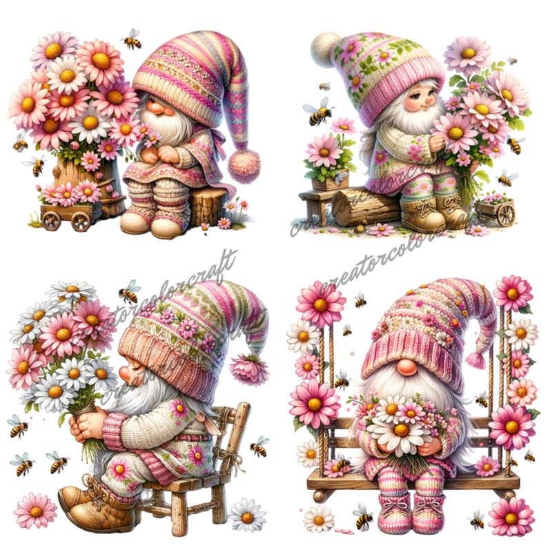 Bee Gnome Clipart, Gnome Clipart, Spring Gnome Png Graphics, Spring ...