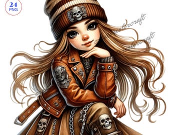 Biker Gnome Clipart, Motorcycle Gnome, Spring activities, American Gnome Biker, Fantasy Floral,Rock Art Rock and Roll Gnome,Biker Girl Gnome