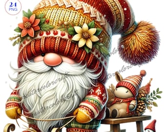 Christmas Gnome Clipart, Gnome christmas Png, Winter sports clipart, Digital Download, Cute Gnome, Digital Paper Craft, Winter Gnome Clipart