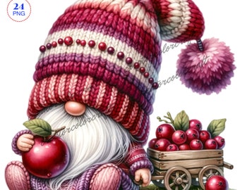 Cranberry Gnome Clipart, Sublimation Designs, Cranberry Gnome png, Gnome sublimation, Nature Gnome Clip Art, Junk Journal, Fruit Gnome, Kids