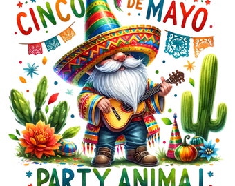Cinco De Mayo Gnome Watercolor Clipart (PNG)