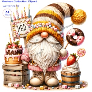 Birthday Gnome Clipart, Happy Birthday Gnome, Junk Journal, Card Making, Gift Tag, Teacher Shirt, Digital Images Sublimation Printable, Kids