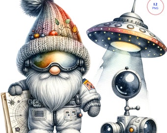 Space Gnome, Space gnome png, Rocket gnome, Cute gnomes clipart, Space png, Universe png, sublimate png, Cute Astronaut Digital Clip art