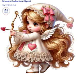 Valentines Gnomes Clipart, Cute Gnomes, Cute Valentine Gnome, Valentines Day Clipart, Gnomes PNG, Commercial Use,Junk Journal,Knitting gnome