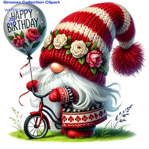 Birthday Gnome Clipart, Happy Birthday Gnome, Junk Journal, Card Making, Gift Tag, Teacher Shirt, Digital Images Sublimation Printable, Kids