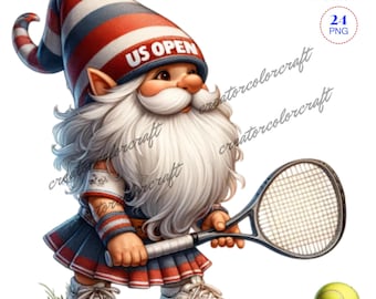 Tennis Gnome Clipart, Cute Gnome, Sports Gnome Clipart,Gnomes Illustrations,American gnome sublimation,Game Day,Gnome Lovers,Baseball Player