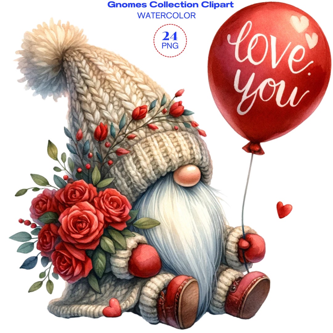 Rose Gnome Watercolor Clipart, Floral Gnome PNG (digital Download) - Etsy