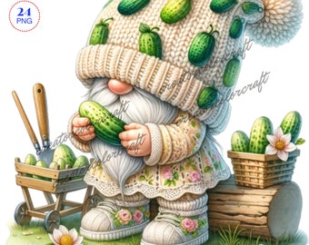 Cucumber Gnome Clipart, Sublimation Designs, Lemon Gnome png, Gnome sublimation, Cute Gnome, Nature Gnome Clip Art, Junk Journal,Fruit Gnome