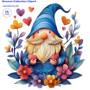Clipart gnomes de la Saint-Valentin, mignons gnomes, mignon nain de la Saint-Valentin, clipart Saint-Valentin, gnomes PNG, usage commercial, journal indésirable, nain à tricoter