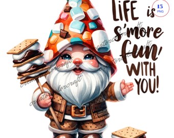 Watercolor S'mores Gnomes, Smores png, marshmallow gnome, Cute gnomes clipart, Smores png, marshmallow png, sublimate png, Gnome Watercolor