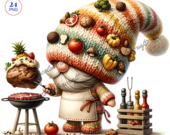 Nain steak, clipart chef pâtissier nain, clipart nain d'été, nourriture de camping, nain de chef, clipart nain de la nature, nain cuit avec amour, journal indésirable