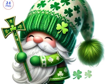 Watercolor St.Patrick’s Day Gnome Clipart, 24 PNG Festive Gnomes Clipart, St Patrick Day Clipart, Gnomes PNG,Fantasy Clipart,Commercial Use.