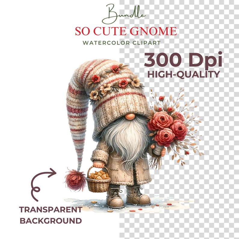 Rose Gnome Watercolor Clipart, Floral Gnome PNG (digital Download) - Etsy
