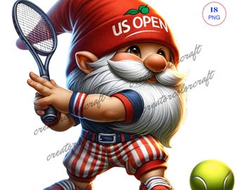 Tennis Gnome Clipart, Cute Gnome, Sports Gnome Clipart,Gnomes Illustrations,American gnome sublimation,Game Day,Gnome Lovers,Baseball Player