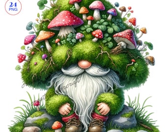 Mushroom Gnome Clipart, Sublimation Designs, Mushroom Gnome png, Gnome sublimation, Nature Gnome Clip Art, Junk Journal, Fruit Gnome, Kids