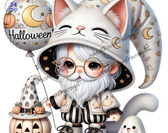 Halloween Gnome Clipart, Nursery Art, Digital Download, Card Making, Cute Gnome, Digital Paper Craft, Winter Gnome Clipart,Junk Journal,Kids
