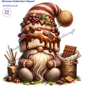Gnomo de chocolate, Gnome Pastry Chef Clipart, Imágenes Prediseñadas de gnomo de verano, Comida de camping, Chef gnome, Nature Gnome Clip Art, Horneado con gnomo de amor, Niños
