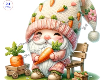 Carrot Gnome Clipart, Sublimation Designs, Carrot Gnome png, Gnome sublimation, Cute Gnome, Nature Gnome Clip Art, Junk Journal, Fruit Gnome