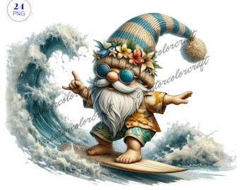 Summer Beach Gnome Watercolor Clipart Png, Sea Summer Gnome, Nature Gnome Clip Art, Printable, Sublimation,Designs, Gnome Clipart,Cute Gnome
