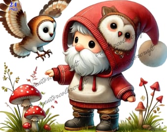 Own Lover Gnome Clipart, Owl Png, Digital Download, Animal Farm Gnome, Fur Mama Gnome, Pet Lover, Digital Paper Craft,Nursery,owl png bundle