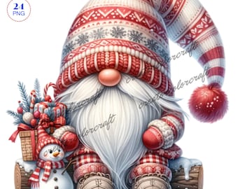Christmas Gnome Clipart, Gnome christmas Png, Nursery Art, Digital Download, Card Making,Cute Gnome,Digital Paper Craft,Winter Gnome Clipart