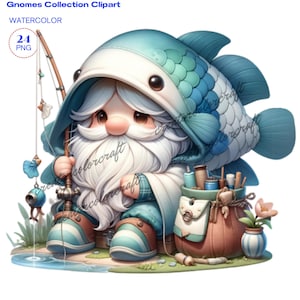 Fishing Gnome clipart, Cute gnomes clipart, Fishing Clipart, Animal Farm Gnome, Fisherman gnome,Fly fishing clipart,Gnome Trout Clipart,Kids