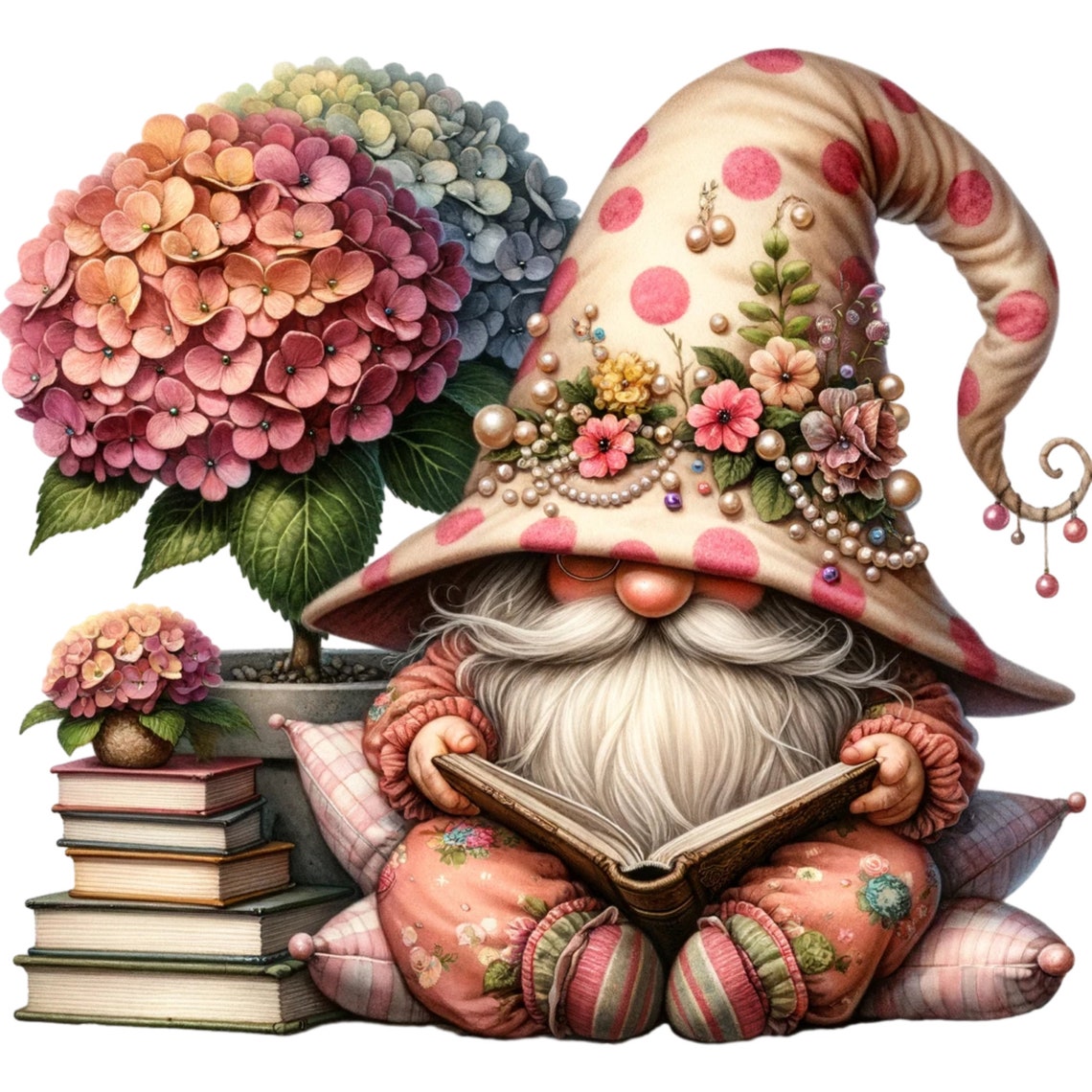 Reading Clipart, Cute Gnomes Clipart, Read Book Clipart, Planner ...