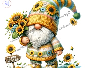 Mother's Day Gnome bundle Clipart JPG, Digital Download, Card Making,Mixed Media,Digital Paper Craft, Watercolor clipart, Commercial Use,Kid