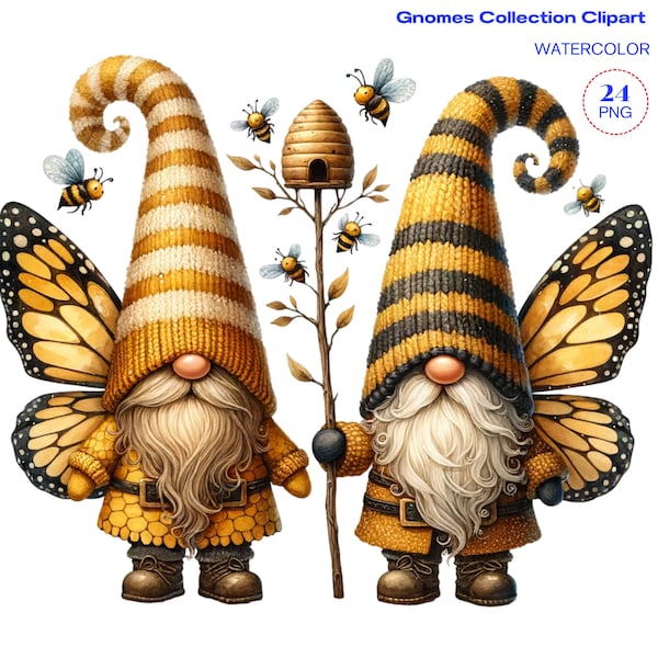 Clipart nain abeille, clipart nain, graphiques png nain de printemps, sublimation de printemps, fond transparent, usage commercial, clipart jardin