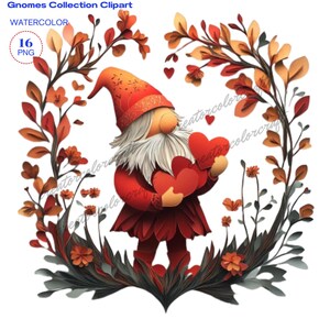Clipart gnomes de la Saint-Valentin, mignons gnomes, mignon nain de la Saint-Valentin, clipart Saint-Valentin, gnomes PNG, usage commercial, journal indésirable, nain à tricoter