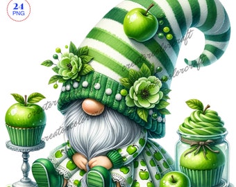 Apple Gnome, Gnome Clipart bundle, Apple Gnome clipart, Apple Gnome png graphics, Gnome sublimation, Cute Gnome clipart, Printable,  Kids