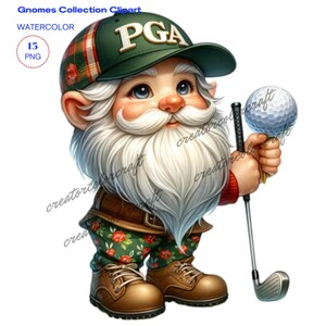 Clipart de nain de golf, nain mignon, clipart nain de sport, illustrations de gnomes, sublimation de nain américain, game day, amateurs de gnomes, joueur de baseball