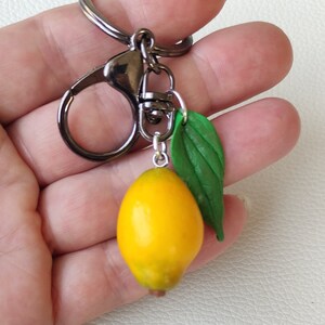 Handmade personalized lemon keychain, Lemon bag charm, Fruit accessories, Mood booster gift, Fun gift, Gift for colleague, Gift for friend.