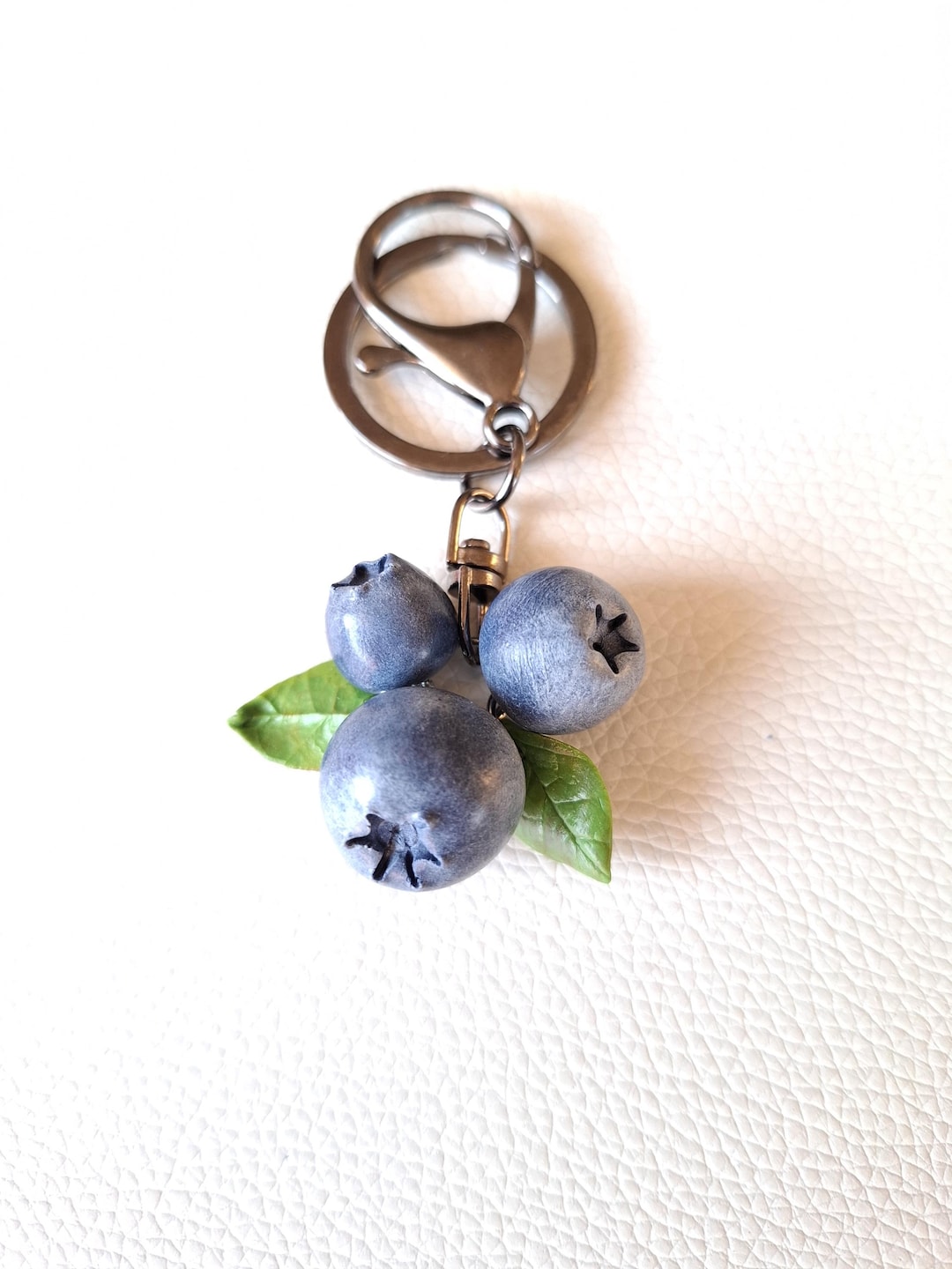 Handmade Blueberry Keychain, Blueberry Bag Charm, Blueberry Purse Charm ...