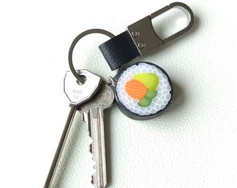 Handmade Sushi keychain, Life size sushi keyring, Gift for colleague, Birthday gift, Fun gift for sushi lovers, Carabiner keychain for man.